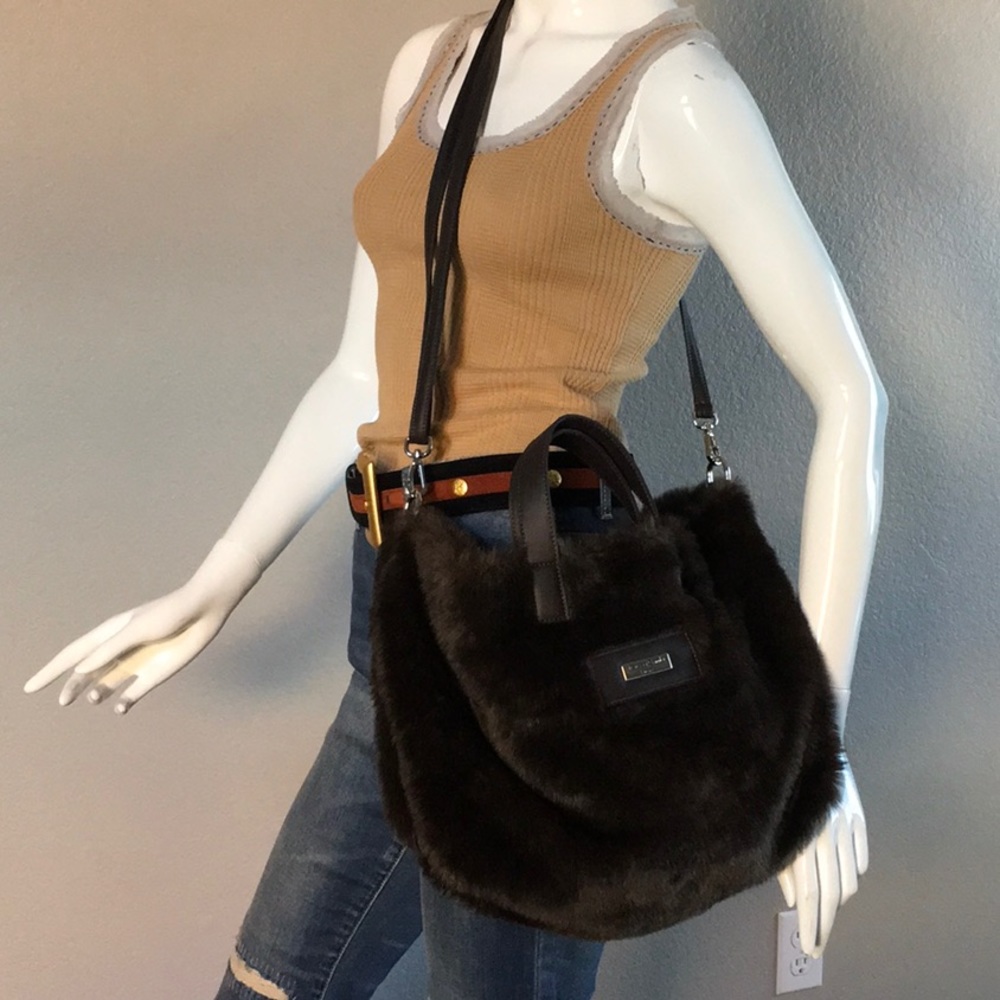 NWOT Made in Italy Faux Fur Large Crossbody Bag